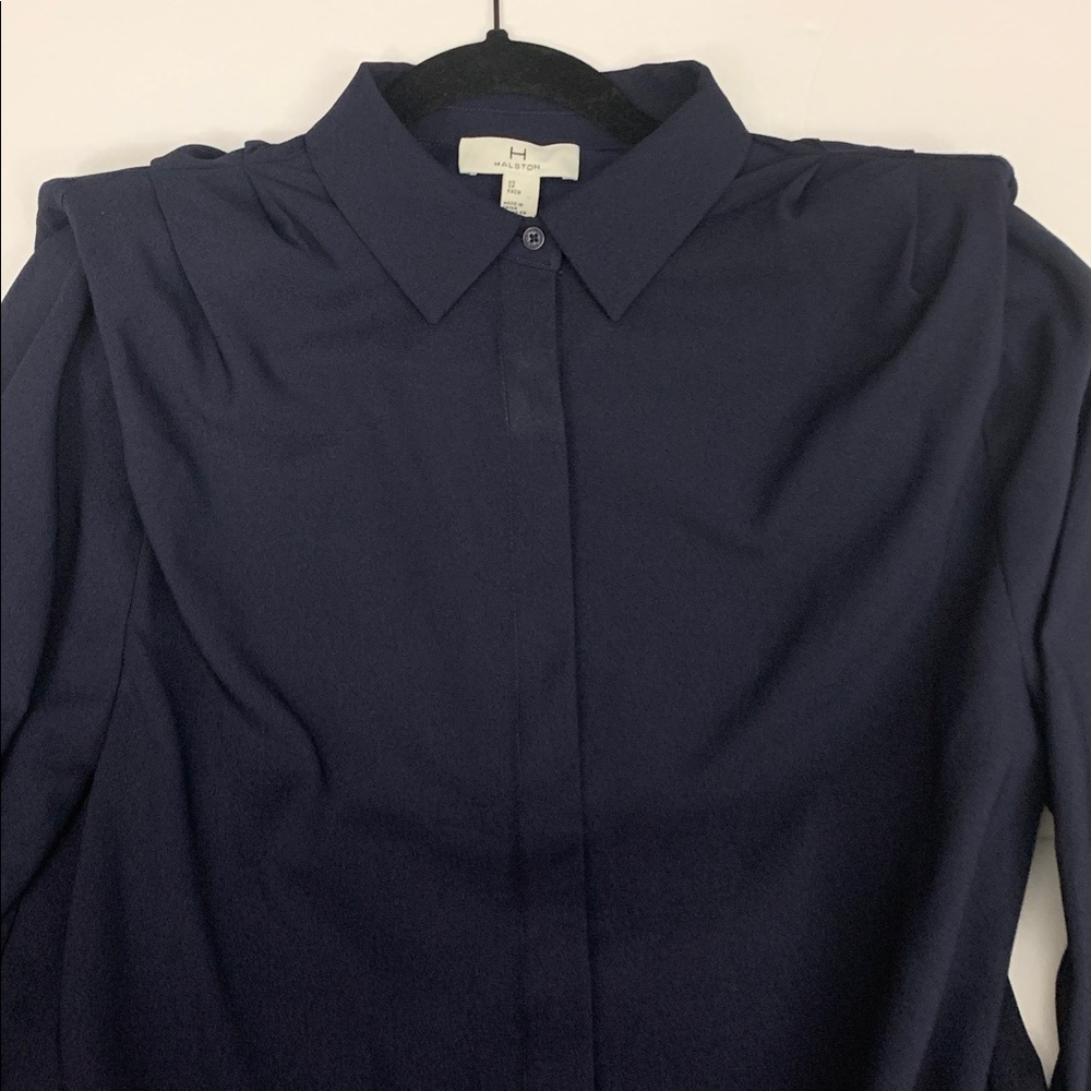 Halston dark navy structured shirt dress size XS - Picture 5 of 14